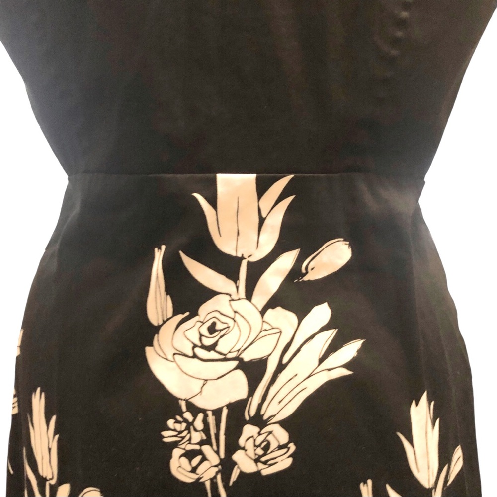 Spense Collared Black Floral Fit & Flare Side Zipper Invisible Size 14 - Picture 7 of 16